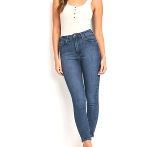 New Women's Just Black Fitted Jeans Ultra Stretch Denim Ankle Medium Wash Sz 24